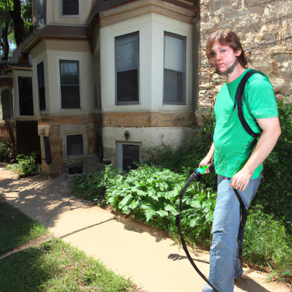 A Lawrence, KS resident implementing sustainable pest control techniques to maintain a pest-free environment.