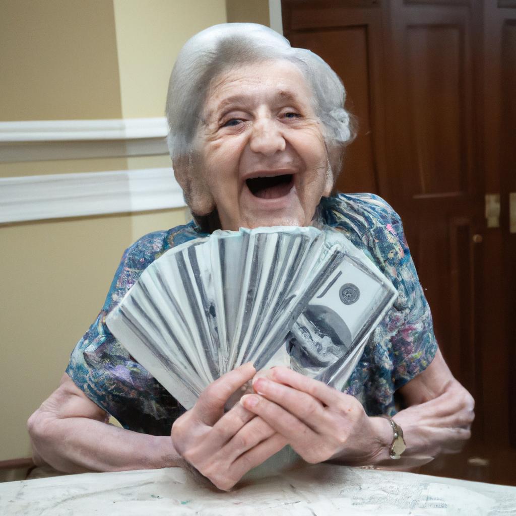 An elderly woman smiling with relief after applying for Snoop Reverse Mortgage.